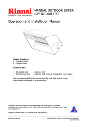 Rinnai ODHRAD3ML Operation And Installation Manual