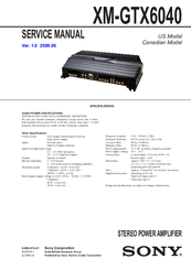 Sony XM-GTX6040 - Stereo Power Amplifier Service Manual