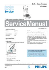 Philips Senseo HD7800 Service Manual
