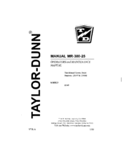 Taylor-Dunn R3-80 Operator's  Maintenance Manual
