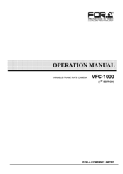FOR-A VFC-1000 Operation Manual