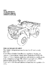 Honda 2005 TRX250TM Fourtrax Owner's Manual