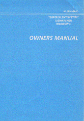 Kleenmaid DW 3 Owner's Manual