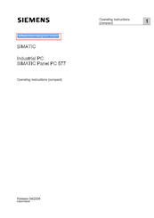 Siemens SIMATIC 577 Operating Instructions Manual