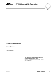 Sauter Systems EYW300 novaWeb User Manual