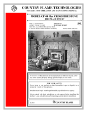 COUNTRY FLAME TECHNOLOGIES CF-04 Installation, Operation And Maintenance Manual
