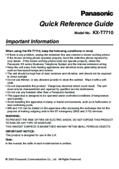 Panasonic KX-T7710 Quick Reference Manual