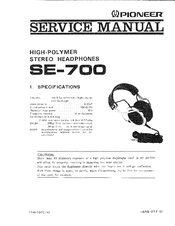 Pioneer SE-700 Service Manual