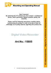 VC 15805 Mounting And Operating Manual