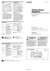 Sony XM-604M - Amplifier Operating Instructions Manual