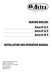 Astra H-25E Installation And Operation Manual
