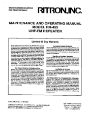 Ritronics RR-455 Maintenance And Operating Manual
