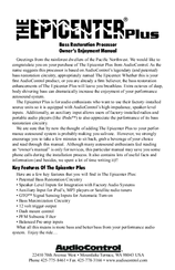 AudioControl The Epicenter Plus Owner's Manual