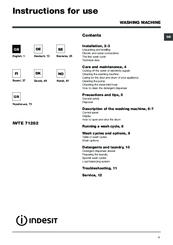 Indesit IWTE 71282 Instructions For Use Manual
