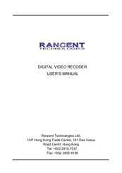 Rancent Tech DIGITAL VIDEO RECODER User Manual