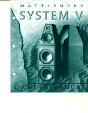 WILSON AUDIO Watt/Puppy System 5 Owner's Manual