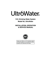 Water-Right UltroWater Installation, Operation & Service Manual