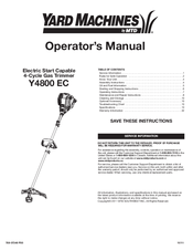 Yard Machines Y4800 EC Operator's Manual