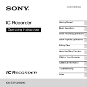 Sony ICD-SX713/ICD-SX813 Operating Instructions Manual