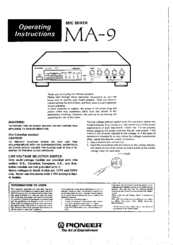Pioneer MA-9 Operating Instructions Manual