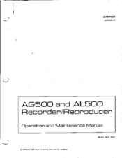 Ampex AG500 Operation And Maintenance Manual