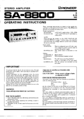 Pioneer SA-8800/S/G Operating Instructions Manual