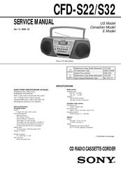 Sony CFD-S22 - Cd Radio Cassette-corder Service Manual