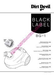 Dirt Devil Black Label BG1 M3200 Operating Manual