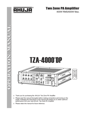Ahuja TZA-4000 DP Operation Manual