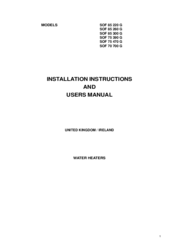 State Water Heaters SOF 85 220 G Installation Instructions And User Manual