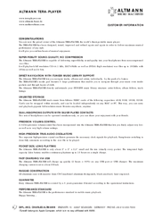 Altmann Tera-Player Customer Information