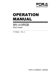 FOR-A MV-410RGB Operation Manual