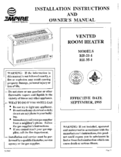 Empire RH-25-1 Installation Instructions And Owner's Manua