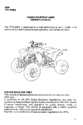 Honda Fourtrax 400EX 1999 Owner's Manual
