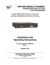 TIL -92-SC TSC-4200 Installation And Operating Instructions Manual