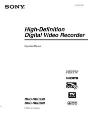 Sony DHG-HDD250 - 30-Hour High-Definition Digital Video Recorder Operation Manual