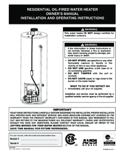Giant Factories RESIDENTIAL OIL-FIRED WATER HEATER Owner's Manual Installation And Operating Instructions