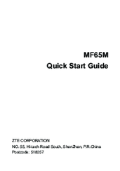 Zte MF65M Quick Start Manual