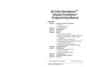 Nortek IEI 232e Standalone Installation And Programming Manual