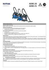 Nilfisk-Advance AERO 20 Quick Start Manual
