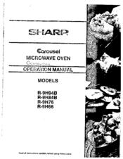 Sharp Carousel R-9H76 Operation Manual