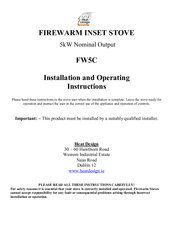 Heat Design FW5C Installation And Operating Instructions Manual