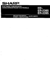 Sharp ER-2385 Instruction Manual Supplement