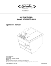 Cornelius UC150 ICE ONLY Operator's Manual