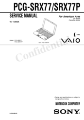 Sony PCG-SRX77P VAIO Service Manual