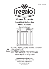 Regalo Home Accents 0310 Owner's Manual