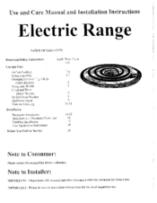Premier Range Electric Ranges Use And Care Manual / Installation Instructions