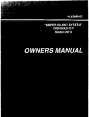 Kleenmaid DW 6 Owner's Manual