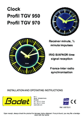 Bodet Profil TGV 950 Installation And Operating Instructions Manual