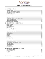 Winnebago 2012 Access Owner's Manual